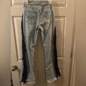 Idyllwind Light Blue Jeans with Navy Blue Fringe Side Panels